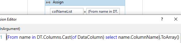 column names from a datatable